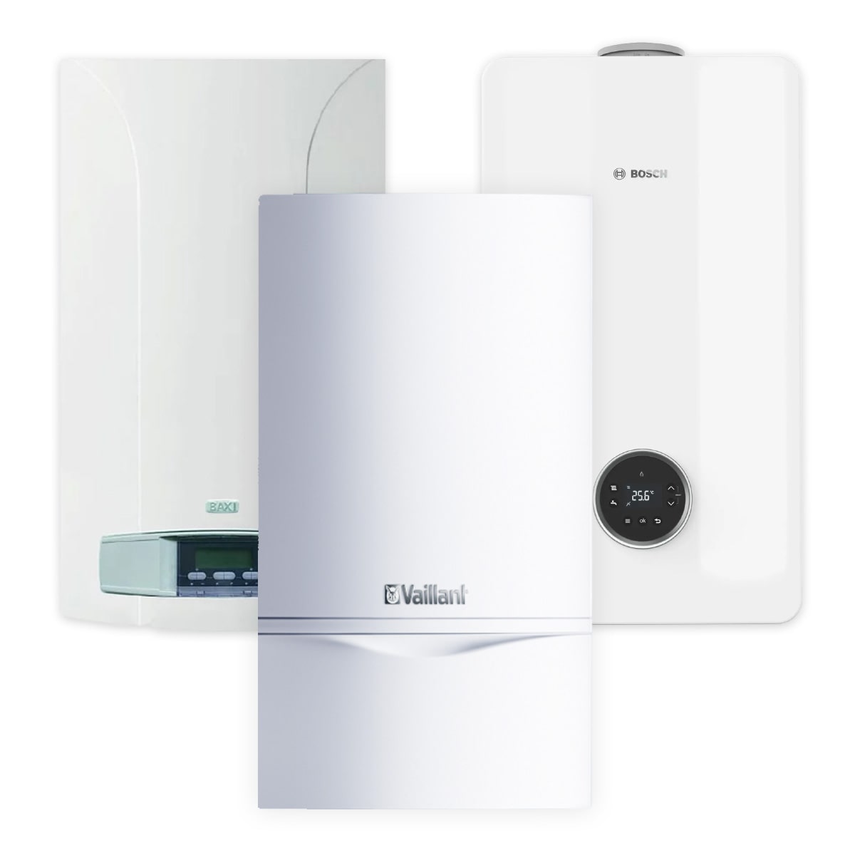 Bild von Kombithermen der Marken Baxi, Vaillant und Bosch